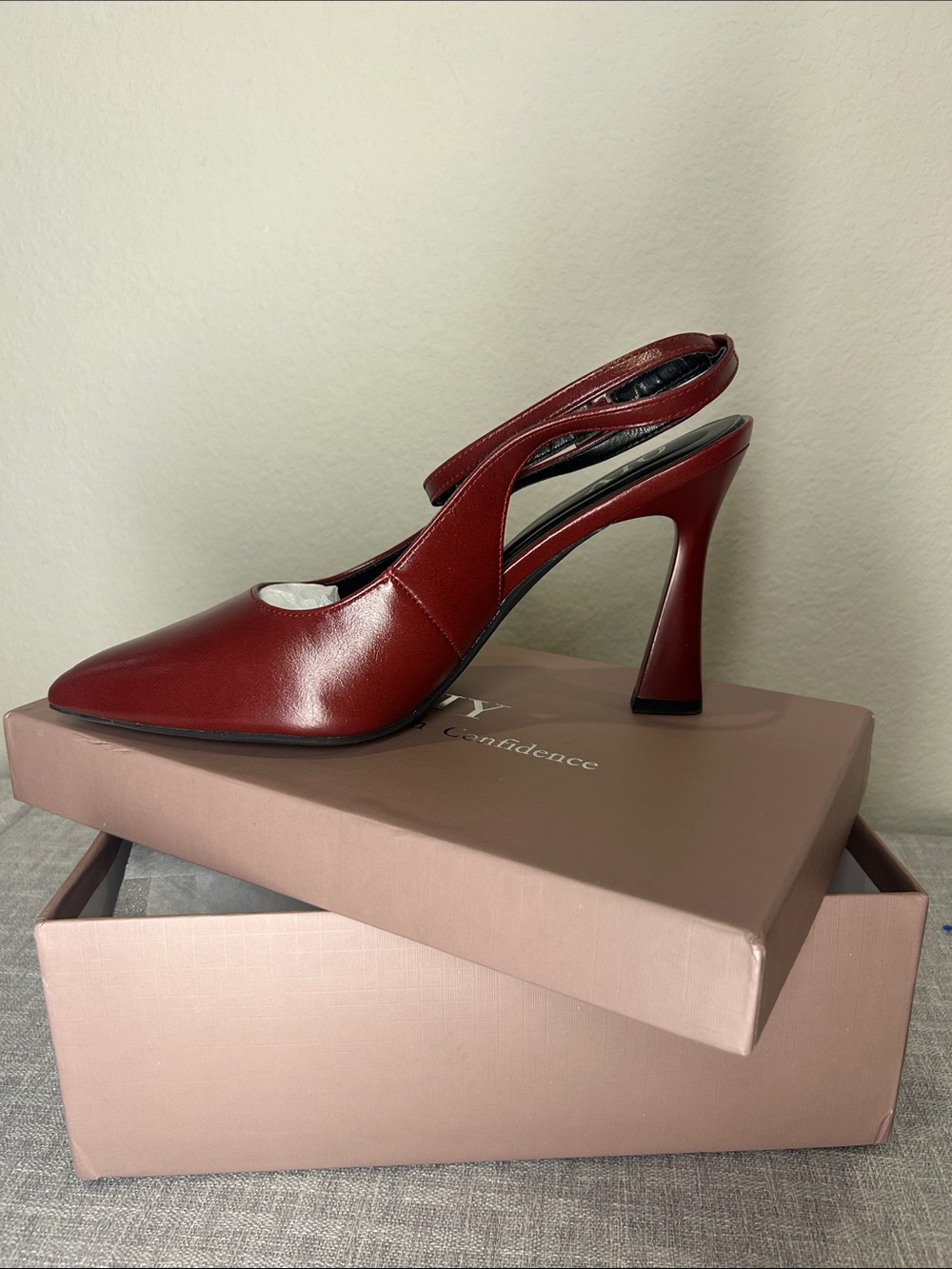 Qi Burgundy Slingback Pointed Heel